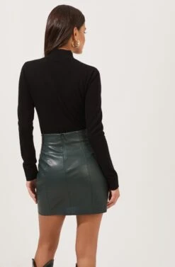Meika Faux Leather Mini Skirt -Outlet Cozi Luxe Store ACS9072 GREEN 6