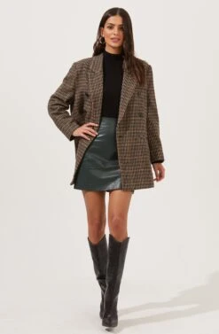 Meika Faux Leather Mini Skirt -Outlet Cozi Luxe Store ACS9072 GREEN 7