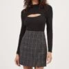 Audrey Plaid Mini Skirt -Outlet Cozi Luxe Store ACS9074C CHARCOALPLAID 1