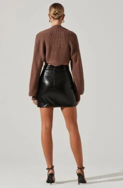 Audrey Faux Leather Mini Skirt -Outlet Cozi Luxe Store ACS9074 BLACK 4