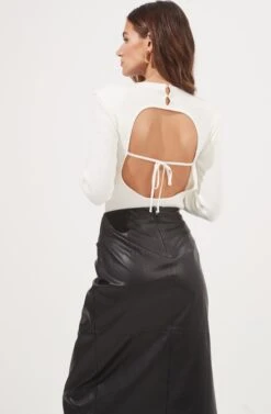 Kari Faux Leather Twist Front Midi Skirt 16 Kari Faux Leather Twist Front Midi Skirt -Outlet Cozi Luxe Store ACS9076 BLACK 4