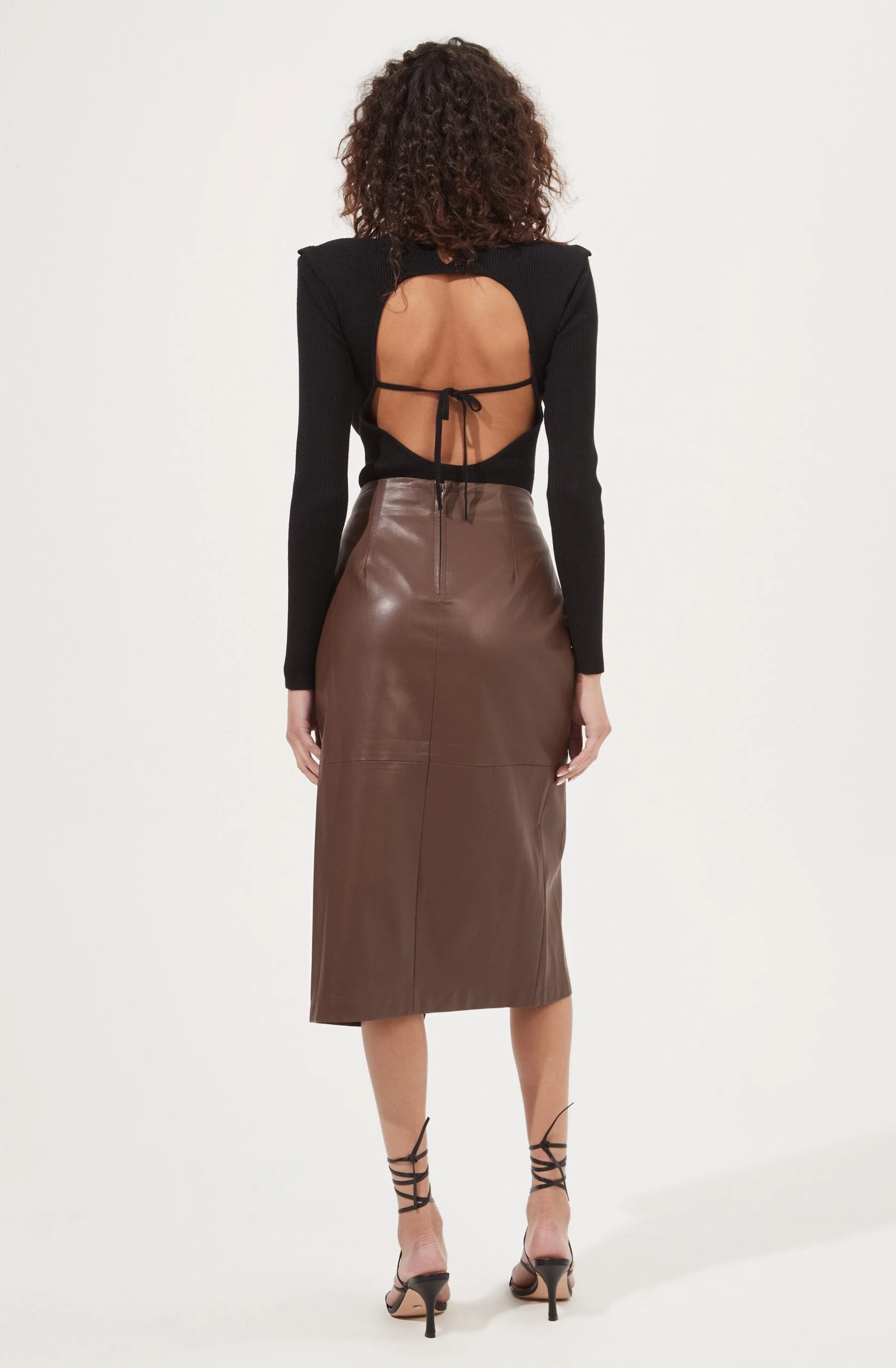 Kari Faux Leather Twist Front Midi Skirt 10 Kari Faux Leather Twist Front Midi Skirt - Image 8
