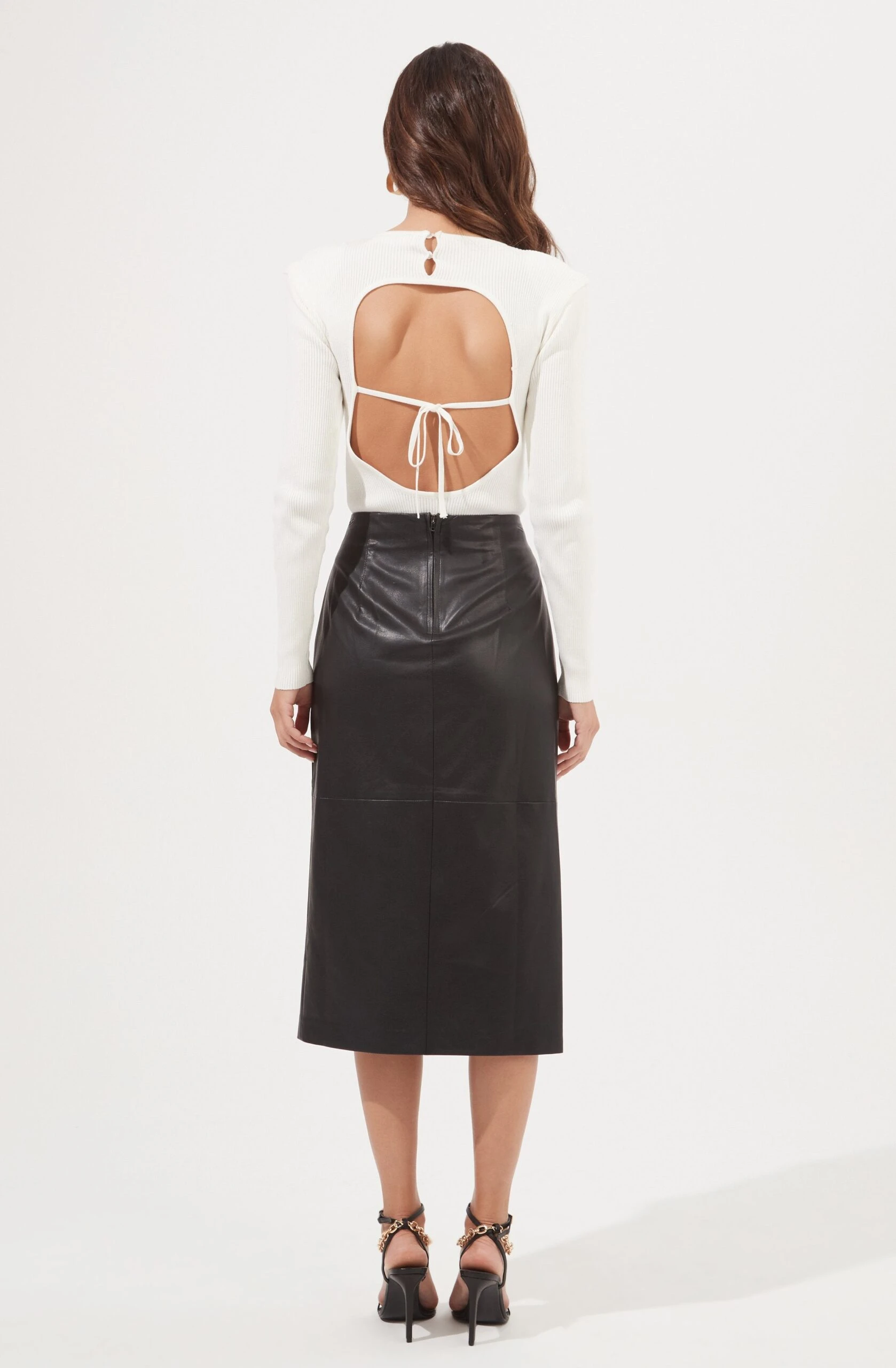 Kari Faux Leather Twist Front Midi Skirt 7 Kari Faux Leather Twist Front Midi Skirt - Image 5