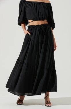 Balboa Tiered Maxi Skirt -Outlet Cozi Luxe Store ACS9080 BLACK 2