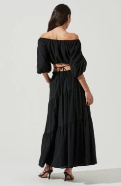 Balboa Tiered Maxi Skirt -Outlet Cozi Luxe Store ACS9080 BLACK 3