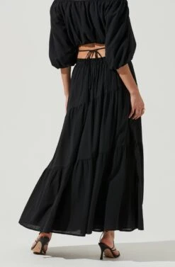 Balboa Tiered Maxi Skirt -Outlet Cozi Luxe Store ACS9080 BLACK 4