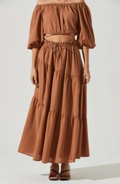 Balboa Tiered Maxi Skirt -Outlet Cozi Luxe Store ACS9080 BROWN 2 2ce4aba2 e9ec 4473 a883 e41b230c1541