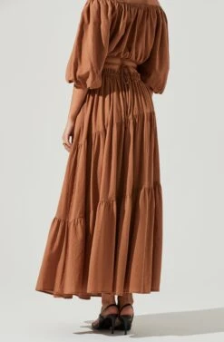 Balboa Tiered Maxi Skirt -Outlet Cozi Luxe Store ACS9080 BROWN 4 1abd1f80 b6f6 48d1 ad33 ee8e8a184d0b