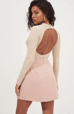 Woodbury Buttoned Side Slit Mini Skirt 8 Woodbury Buttoned Side Slit Mini Skirt -Outlet Cozi Luxe Store ACS9081 BLUSH 3