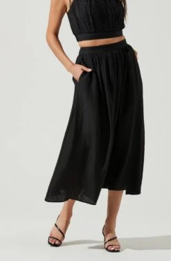 Terra Bella High Waist Midi Skirt -Outlet Cozi Luxe Store ACS9085 BLACK 2