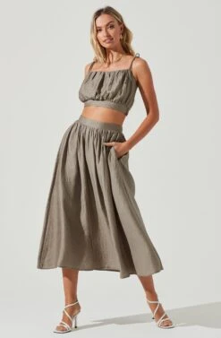 Terra Bella High Waist Midi Skirt -Outlet Cozi Luxe Store ACS9085 MUSHROOM 1