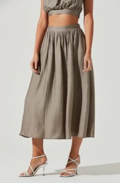 Terra Bella High Waist Midi Skirt -Outlet Cozi Luxe Store ACS9085 MUSHROOM 2