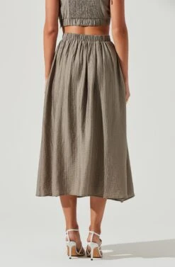 Terra Bella High Waist Midi Skirt -Outlet Cozi Luxe Store ACS9085 MUSHROOM 4