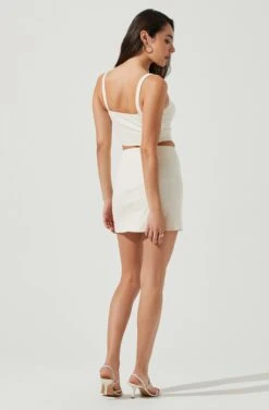 Monet Double Slit Mini Skirt -Outlet Cozi Luxe Store ACS9093B CREAM 4 8b945ef0 8d69 4b4f bcc2 a8fe3e6fb1dd
