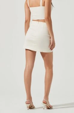 Monet Double Slit Mini Skirt -Outlet Cozi Luxe Store ACS9093B CREAM 6 e07cc518 9668 45e5 9872 828d898ce375