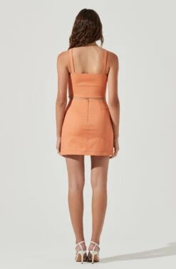 Monet Double Slit Mini Skirt -Outlet Cozi Luxe Store ACS9093B PAPAYA 5 e7f38653 28c4 475a b84d 849b85354a14