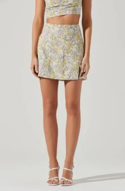 Covina Floral Side Slit Mini Skirt 10 Covina Floral Side Slit Mini Skirt -Outlet Cozi Luxe Store ACS9096B YELLOWMULTIFLORAL 1150