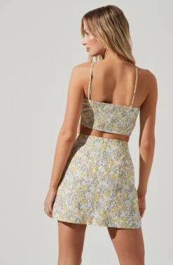 Covina Floral Side Slit Mini Skirt 12 Covina Floral Side Slit Mini Skirt -Outlet Cozi Luxe Store ACS9096B YELLOWMULTIFLORAL 1169