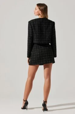 Covina Tweed Mini Skirt -Outlet Cozi Luxe Store ACS9096T BLACKPLAID 6