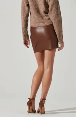 Atwell Faux Leather Lace Up Mini Skirt -Outlet Cozi Luxe Store ACS9106 CHESTNUT 3 b9621184 d3bb 4f51 b694 deda070495c2