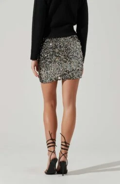 Milan Sequin Mini Skirt -Outlet Cozi Luxe Store ACS9108 BLACKRAINBOW 4