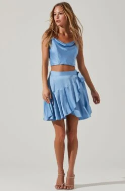 Ellery Ruffle Mini Skirt -Outlet Cozi Luxe Store ACS9122 SKYBLUE 1