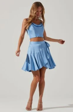 Ellery Ruffle Mini Skirt -Outlet Cozi Luxe Store ACS9122 SKYBLUE 2