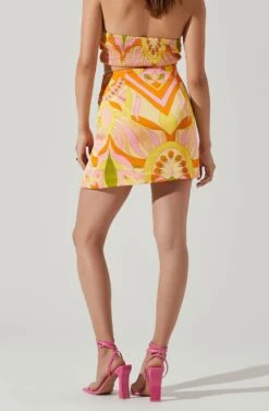 Arza Abstract Print Mini Skirt -Outlet Cozi Luxe Store ACS9124 PINKORANGEMULTI 4
