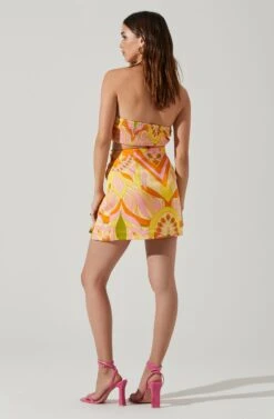 Arza Abstract Print Mini Skirt -Outlet Cozi Luxe Store ACS9124 PINKORANGEMULTI 5