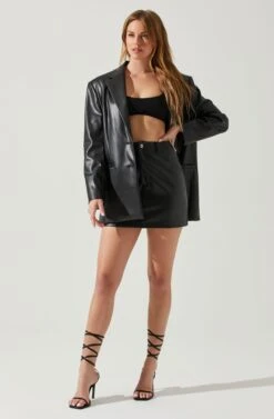 Ezra Faux Leather Mini Skirt 10 Ezra Faux Leather Mini Skirt -Outlet Cozi Luxe Store ACS9135 BLACK 1