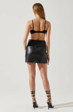 Ezra Faux Leather Mini Skirt 13 Ezra Faux Leather Mini Skirt -Outlet Cozi Luxe Store ACS9135 BLACK 5