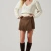 Theodora Pleated Mini Skirt -Outlet Cozi Luxe Store ACS9141 BROWN 1