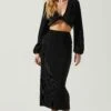Cataleya Plisse Midi Skirt -Outlet Cozi Luxe Store ACS9143 BLACK 1