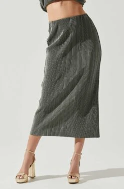Cataleya Plisse Midi Skirt -Outlet Cozi Luxe Store ACS9143 DARKSAGE 3