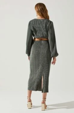 Cataleya Plisse Midi Skirt -Outlet Cozi Luxe Store ACS9143 DARKSAGE 4