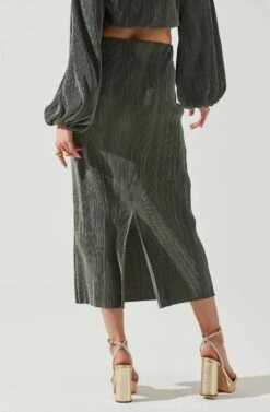 Cataleya Plisse Midi Skirt -Outlet Cozi Luxe Store ACS9143 DARKSAGE 5