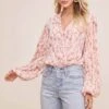 Long Sleeve Plisse Tie Dye Bodysuit 2 Long Sleeve Plisse Tie Dye Bodysuit -Outlet Cozi Luxe Store ACT13115B PINK TIE DYE 3