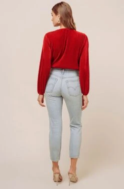 Long Sleeve Plisse Bodysuit -Outlet Cozi Luxe Store ACT13115B RUST 6