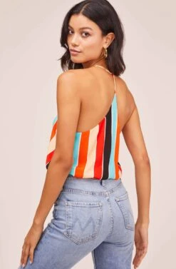 Amber Striped Bodysuit 11 Amber Striped Bodysuit -Outlet Cozi Luxe Store ACT13386C AQUA ORANGE STRIPE 4A