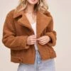 Faux Shearling Moto Jacket -Outlet Cozi Luxe Store ACT13878 CARAMEL 3
