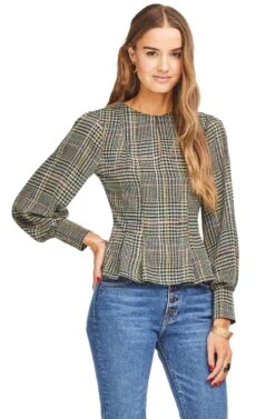 Lorraine Peplum Top 14 Lorraine Peplum Top -Outlet Cozi Luxe Store ACT13904B SAGE MULTI PLAID 00 e631dc27 3141 4334 89e8 707a7a80f65d