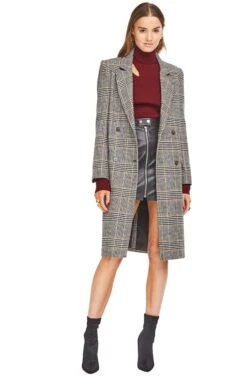 Kensington Coat -Outlet Cozi Luxe Store ACT13910 BLACK MUSTARD PLAID 01