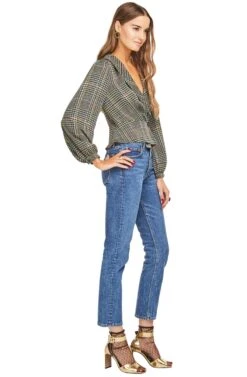 Renee Top 8 Renee Top -Outlet Cozi Luxe Store ACT13920 SAGE MULTI PLAID 02