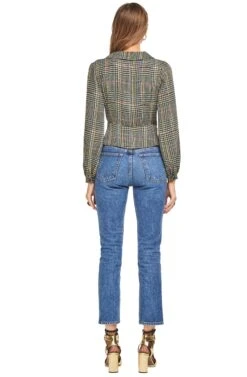 Renee Top 9 Renee Top -Outlet Cozi Luxe Store ACT13920 SAGE MULTI PLAID 03