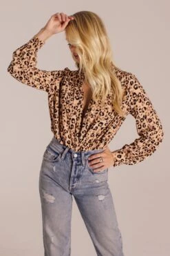 Surplice Leopard Bodysuit