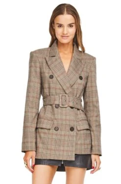 Emerson Blazer -Outlet Cozi Luxe Store ACT15012 TAUPE RED PLAID 00