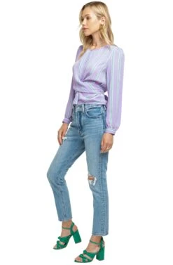 Long Sleeve Full Wrap Top -Outlet Cozi Luxe Store ACT15021 LILAC GREEN MULTI 02