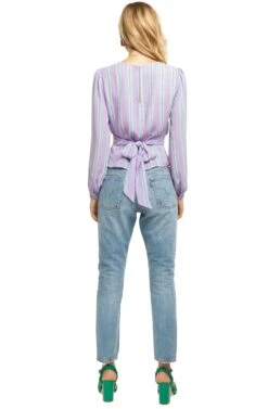 Long Sleeve Full Wrap Top -Outlet Cozi Luxe Store ACT15021 LILAC GREEN MULTI 03