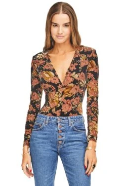 Vickie Bodysuit 13 Vickie Bodysuit -Outlet Cozi Luxe Store ACT15038 BLACK RUST FLORAL 00