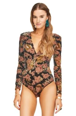 Vickie Bodysuit 10 Vickie Bodysuit -Outlet Cozi Luxe Store ACT15038 BLACK RUST FLORAL 04